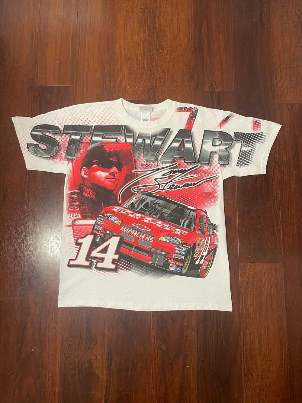 Vintage 2009 Tony Stewart #14 NASCAR All Over Print T-Shirt - Large